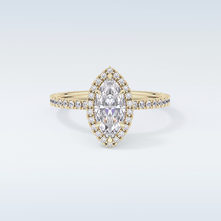 Elegant 0.82 CT Halo & Pave Engagement Ring Featuring Marquise Moissanite