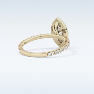Elegant 0.82 CT Halo & Pave Engagement Ring Featuring Marquise Moissanite