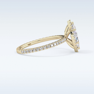 Elegant 0.82 CT Halo & Pave Engagement Ring Featuring Marquise Moissanite