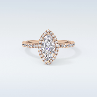 Elegant 0.82 CT Halo & Pave Engagement Ring Featuring Marquise Moissanite