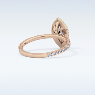 Elegant 0.82 CT Halo & Pave Engagement Ring Featuring Marquise Moissanite