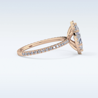Elegant 0.82 CT Halo & Pave Engagement Ring Featuring Marquise Moissanite
