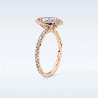Elegant 0.82 CT Halo & Pave Engagement Ring Featuring Marquise Moissanite