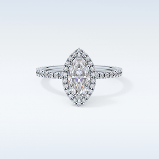 Elegant 0.82 CT Halo & Pave Engagement Ring Featuring Marquise Moissanite