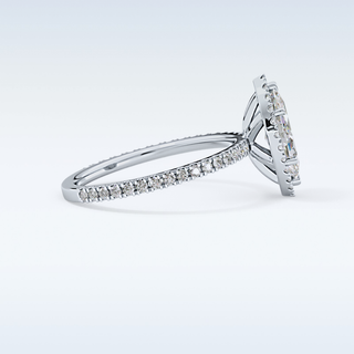 Elegant 0.82 CT Halo & Pave Engagement Ring Featuring Marquise Moissanite