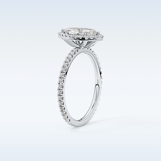 Elegant 0.82 CT Halo & Pave Engagement Ring Featuring Marquise Moissanite
