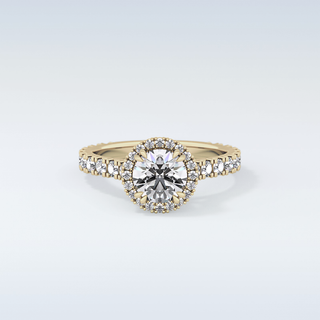 Elegant 1.03 CT Halo & Pave Engagement Ring Featuring Round Moissanite