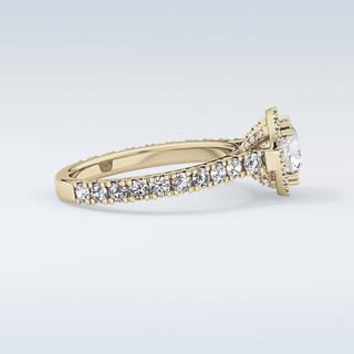 Elegant 1.03 CT Halo & Pave Engagement Ring Featuring Round Moissanite