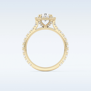 Elegant 1.03 CT Halo & Pave Engagement Ring Featuring Round Moissanite
