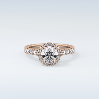 Elegant 1.03 CT Halo & Pave Engagement Ring Featuring Round Moissanite