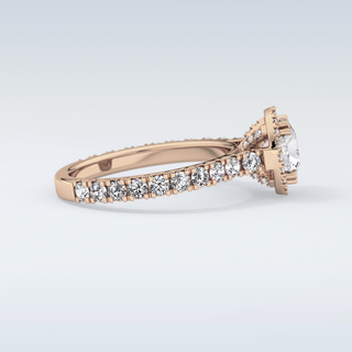 Elegant 1.03 CT Halo & Pave Engagement Ring Featuring Round Moissanite