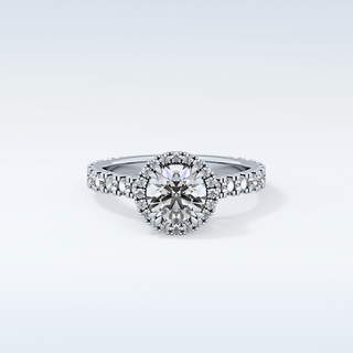 Elegant 1.03 CT Halo & Pave Engagement Ring Featuring Round Moissanite