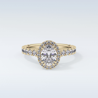 Elegant 0.93 CT Halo & Pave Engagement Ring Featuring Oval Moissanite