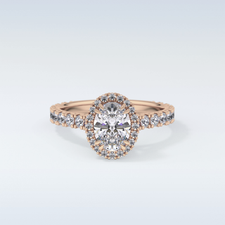 Elegant 0.93 CT Halo & Pave Engagement Ring Featuring Oval Moissanite