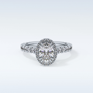 Elegant 0.93 CT Halo & Pave Engagement Ring Featuring Oval Moissanite