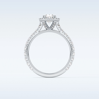 Elegant 0.93 CT Halo & Pave Engagement Ring Featuring Oval Moissanite