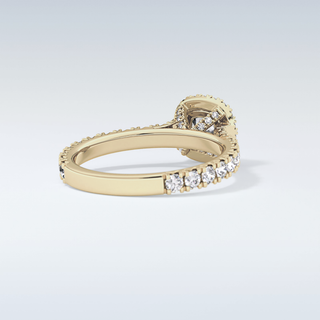 1.04 CT Halo & Pave Engagement Ring Featuring Cushion Moissanite