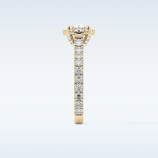 1.04 CT Halo & Pave Engagement Ring Featuring Cushion Moissanite