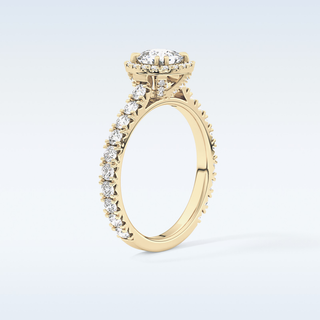 1.04 CT Halo & Pave Engagement Ring Featuring Cushion Moissanite