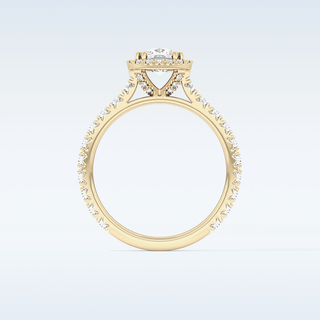 1.04 CT Halo & Pave Engagement Ring Featuring Cushion Moissanite