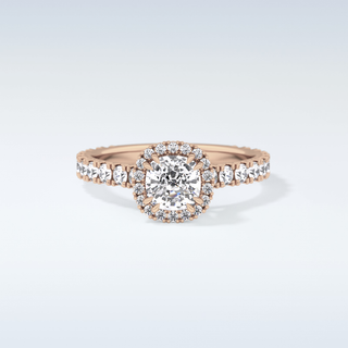 1.04 CT Halo & Pave Engagement Ring Featuring Cushion Moissanite