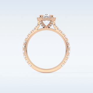 1.04 CT Halo & Pave Engagement Ring Featuring Cushion Moissanite