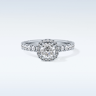 1.04 CT Halo & Pave Engagement Ring Featuring Cushion Moissanite