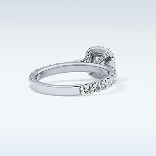 1.04 CT Halo & Pave Engagement Ring Featuring Cushion Moissanite