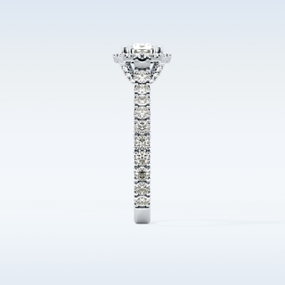 1.04 CT Halo & Pave Engagement Ring Featuring Cushion Moissanite
