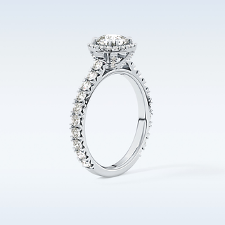 1.04 CT Halo & Pave Engagement Ring Featuring Cushion Moissanite