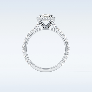 1.04 CT Halo & Pave Engagement Ring Featuring Cushion Moissanite
