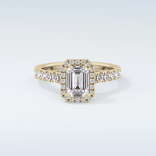 1.02 CT Halo & Pave Engagement Ring Featuring Emerald Moissanite