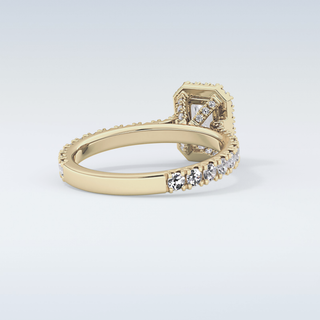 1.02 CT Halo & Pave Engagement Ring Featuring Emerald Moissanite