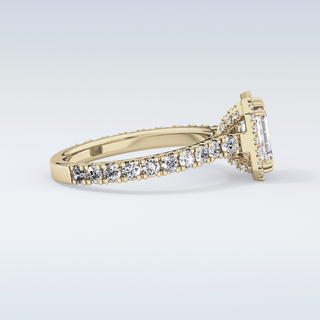 1.02 CT Halo & Pave Engagement Ring Featuring Emerald Moissanite