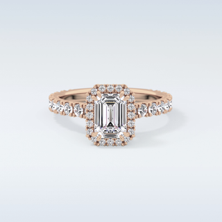 1.02 CT Halo & Pave Engagement Ring Featuring Emerald Moissanite