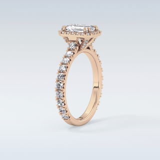 1.02 CT Halo & Pave Engagement Ring Featuring Emerald Moissanite
