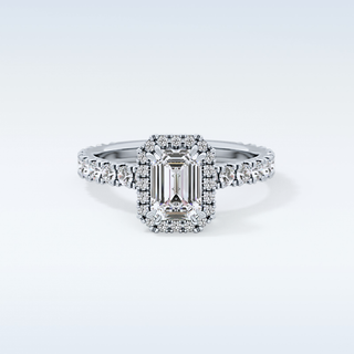 1.02 CT Halo & Pave Engagement Ring Featuring Emerald Moissanite