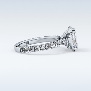 1.02 CT Halo & Pave Engagement Ring Featuring Emerald Moissanite