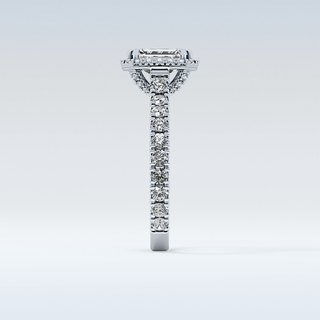 1.02 CT Halo & Pave Engagement Ring Featuring Emerald Moissanite