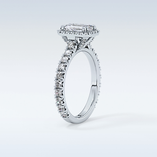 1.02 CT Halo & Pave Engagement Ring Featuring Emerald Moissanite