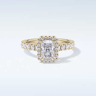 1.21 CT Halo & Pave Engagement Ring Featuring Radiant Moissanite