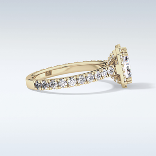 1.21 CT Halo & Pave Engagement Ring Featuring Radiant Moissanite