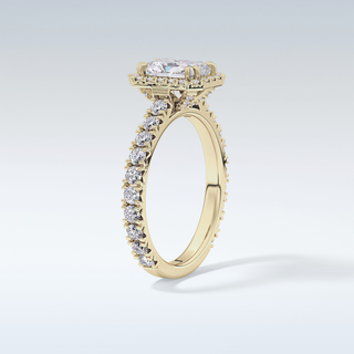 1.21 CT Halo & Pave Engagement Ring Featuring Radiant Moissanite