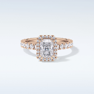 1.21 CT Halo & Pave Engagement Ring Featuring Radiant Moissanite