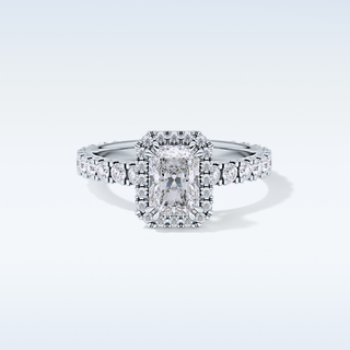 1.21 CT Halo & Pave Engagement Ring Featuring Radiant Moissanite