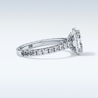1.21 CT Halo & Pave Engagement Ring Featuring Radiant Moissanite
