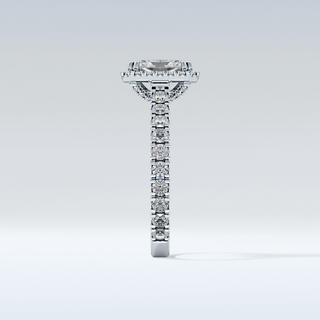 1.21 CT Halo & Pave Engagement Ring Featuring Radiant Moissanite