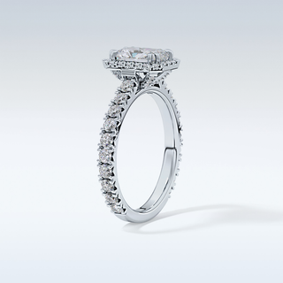 1.21 CT Halo & Pave Engagement Ring Featuring Radiant Moissanite
