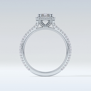 1.21 CT Halo & Pave Engagement Ring Featuring Radiant Moissanite
