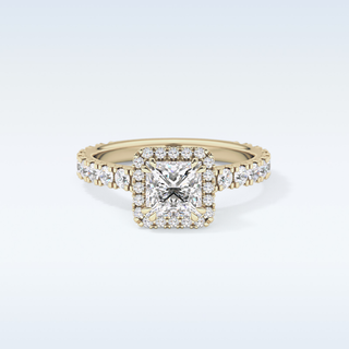 1.04 CT Halo & Pave Engagement Ring Featuring Princess Moissanite